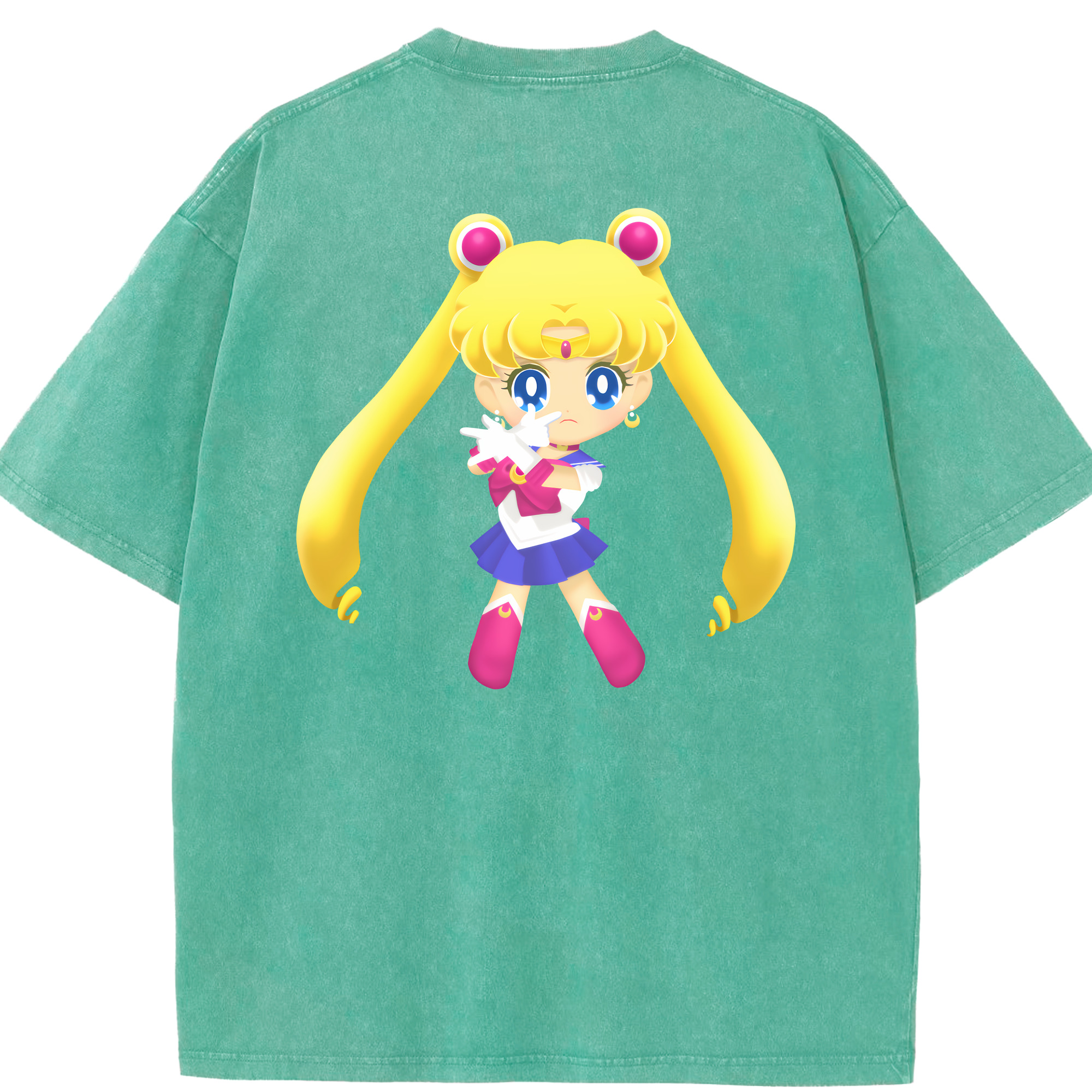 （画像用） 美少女戦士セーラームーン 月野 うさぎ つきの うさぎ Sailor Moon Tsukino Usagi 綿100% ヴィンテージ風 半袖Tシャツ（背面プリント）